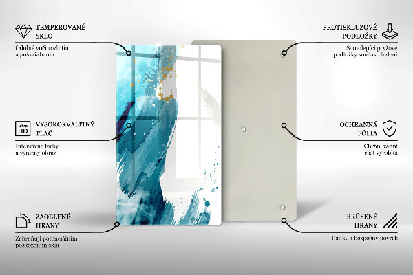 Steklena podloga za rezanje Modre lise