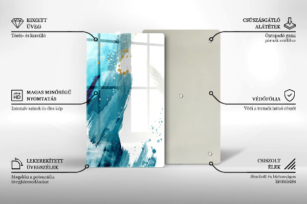 Steklena podloga za rezanje Modre lise