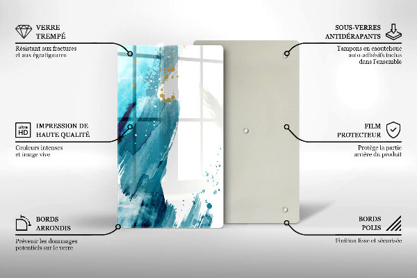Steklena podloga za rezanje Modre lise