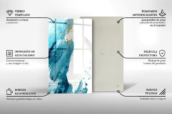 Steklena podloga za rezanje Modre lise