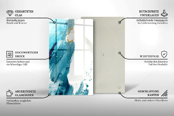 Steklena podloga za rezanje Modre lise