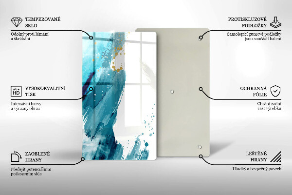 Steklena podloga za rezanje Modre lise