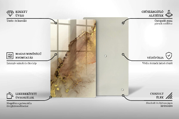 Steklena podloga za rezanje Zlata abstrakcija