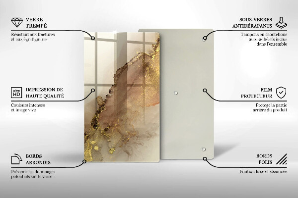 Steklena podloga za rezanje Zlata abstrakcija