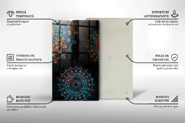 Steklena podloga za rezanje Boho vintage kolesa