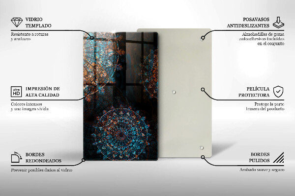 Steklena podloga za rezanje Boho vintage kolesa