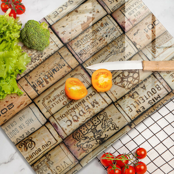 Steklena podloga za rezanje Stari vinski zamaški