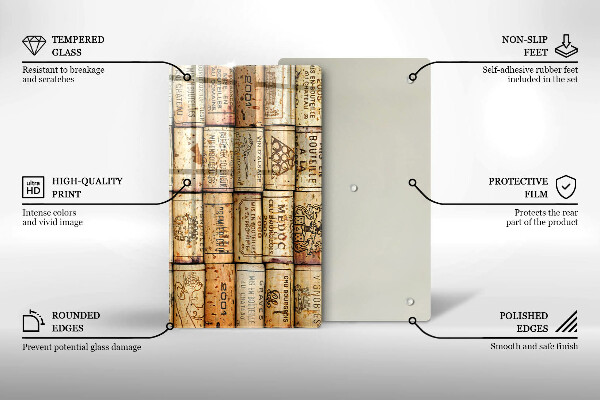 Steklena podloga za rezanje Stari vinski zamaški