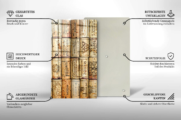 Steklena podloga za rezanje Stari vinski zamaški
