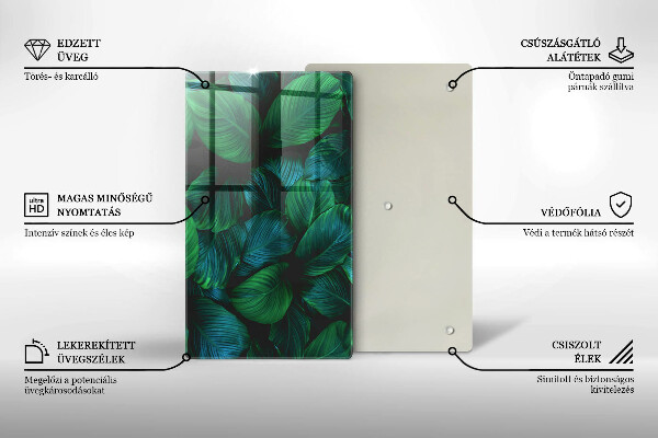 Steklena podloga za rezanje Listi džungle