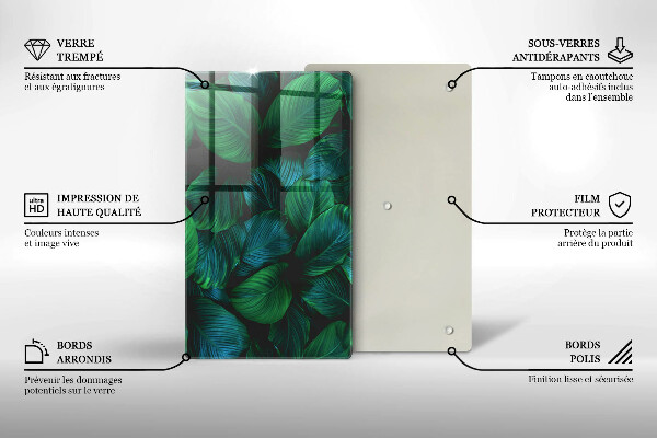 Steklena podloga za rezanje Listi džungle