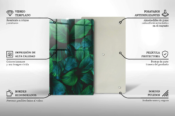 Steklena podloga za rezanje Listi džungle