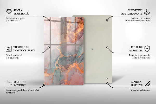 Steklena podloga za rezanje Marmor z zlatom