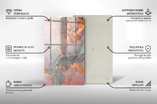 Steklena podloga za rezanje Marmor z zlatom