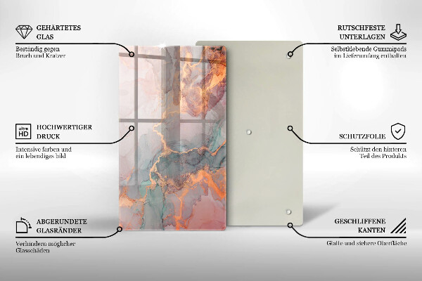 Steklena podloga za rezanje Marmor z zlatom
