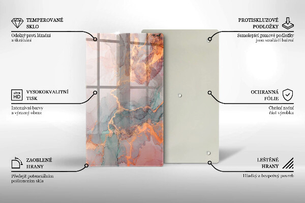 Steklena podloga za rezanje Marmor z zlatom