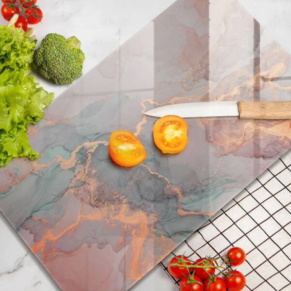 Steklena podloga za rezanje Marmor z zlatom