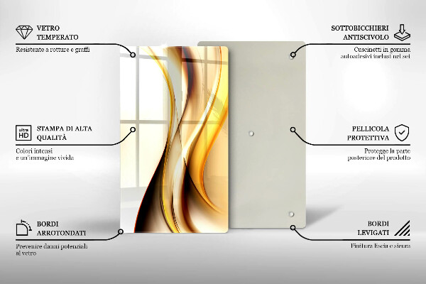 Steklena podloga za rezanje Abstraktne črte dima