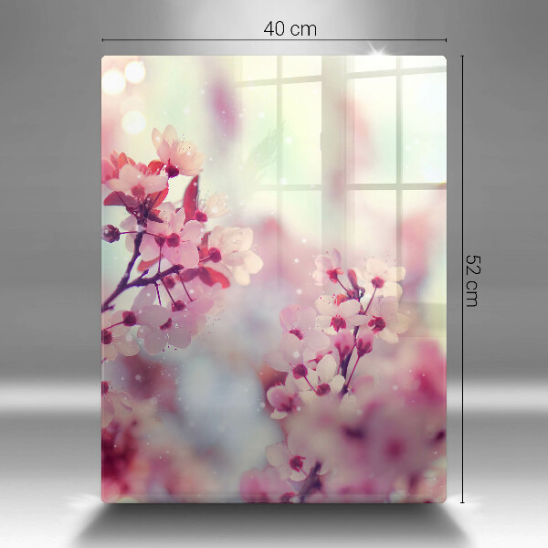 Steklena podloga za rezanje Pomladno roza cvetovi