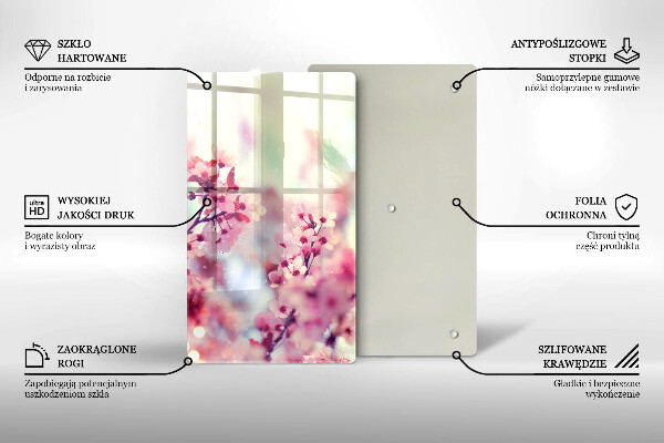 Steklena podloga za rezanje Pomladno roza cvetovi