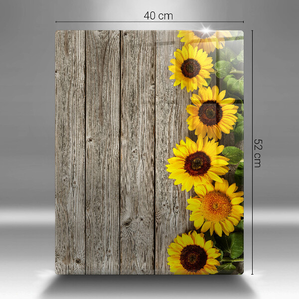 Steklena podloga za rezanje Sončnice na deskah