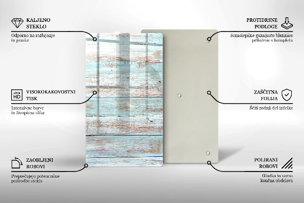 Steklena podloga za rezanje Stare vintage deske