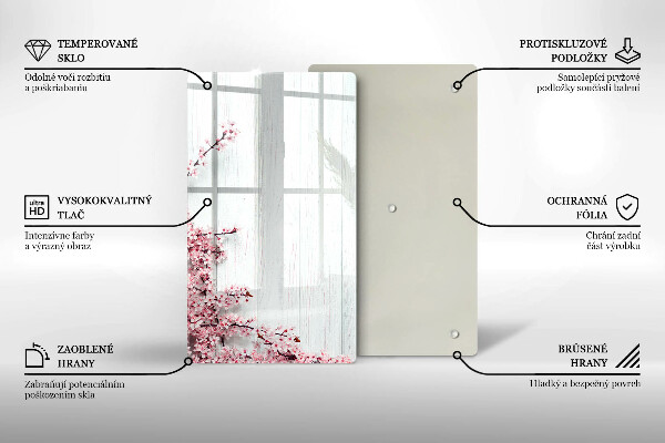 Steklena podloga za rezanje Rože na deskah