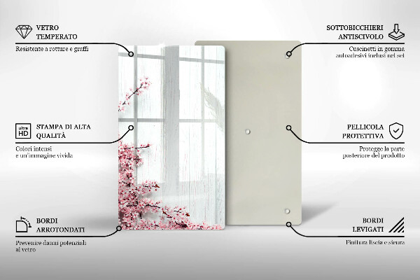 Steklena podloga za rezanje Rože na deskah