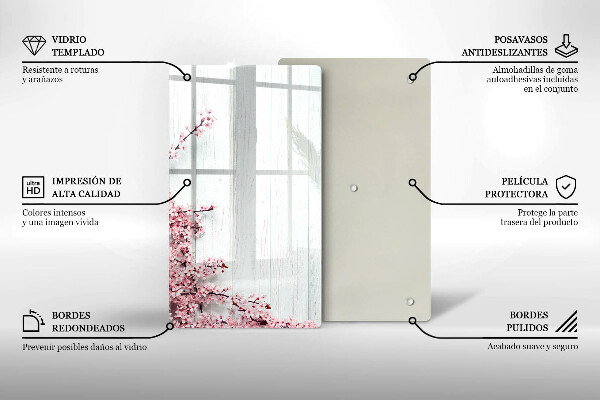 Steklena podloga za rezanje Rože na deskah