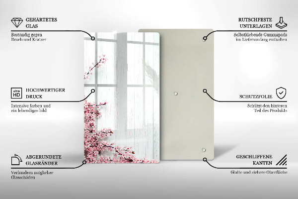 Steklena podloga za rezanje Rože na deskah