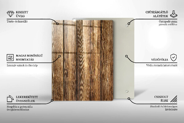 Steklena podloga za rezanje Rože na deskah