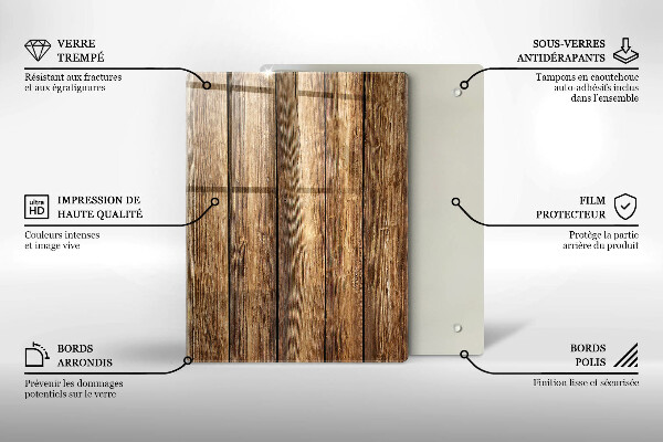 Steklena podloga za rezanje Rože na deskah