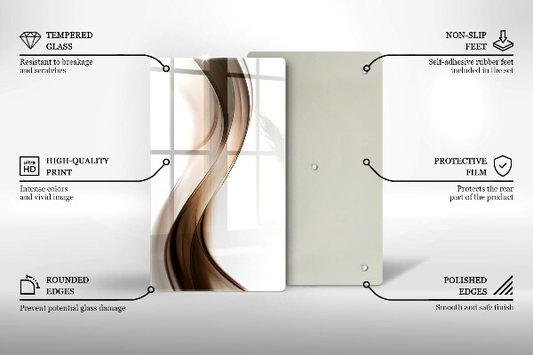 Steklena podloga za rezanje Abstraktne rjave črte