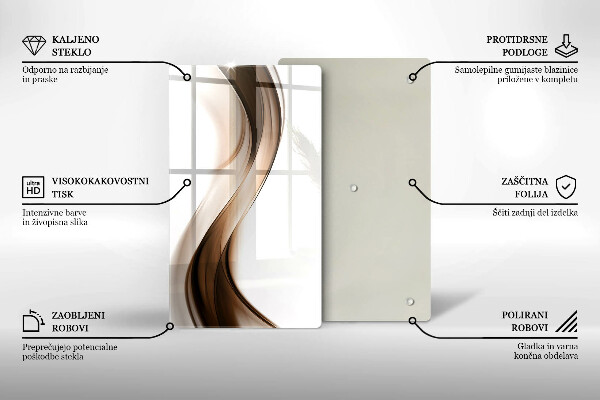 Steklena podloga za rezanje Abstraktne rjave črte