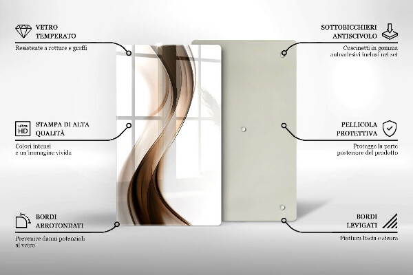 Steklena podloga za rezanje Abstraktne rjave črte