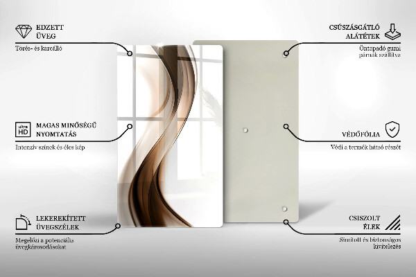 Steklena podloga za rezanje Abstraktne rjave črte