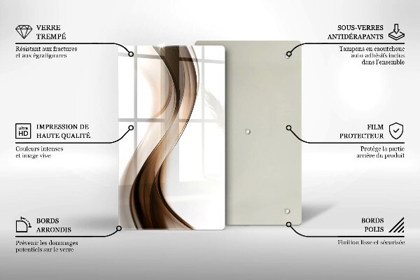 Steklena podloga za rezanje Abstraktne rjave črte