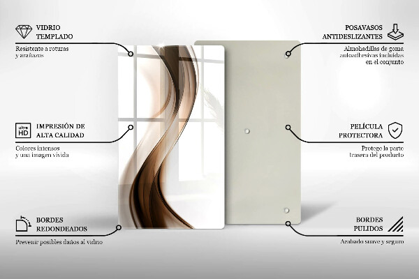 Steklena podloga za rezanje Abstraktne rjave črte