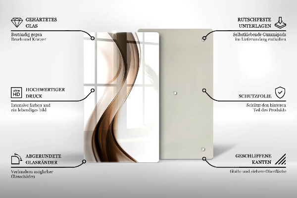 Steklena podloga za rezanje Abstraktne rjave črte