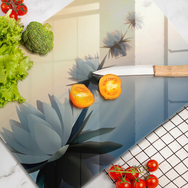 Steklena podloga za rezanje Cvetovi lilije na vodi