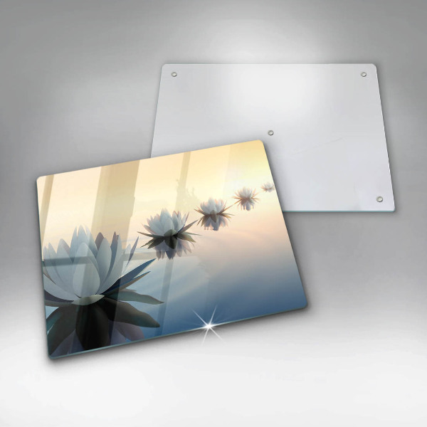 Steklena podloga za rezanje Cvetovi lilije na vodi