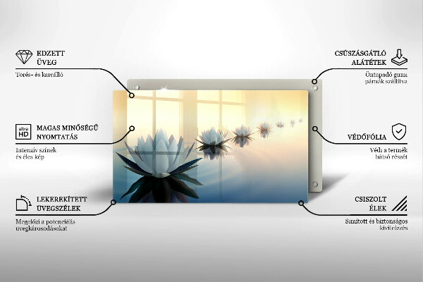 Steklena podloga za rezanje Cvetovi lilije na vodi