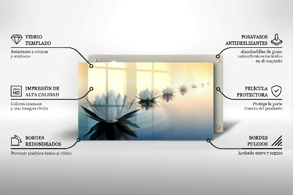 Steklena podloga za rezanje Cvetovi lilije na vodi