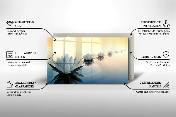 Steklena podloga za rezanje Cvetovi lilije na vodi