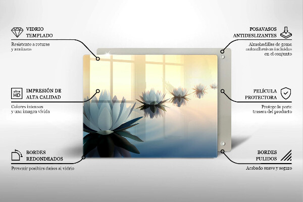 Steklena podloga za rezanje Cvetovi lilije na vodi