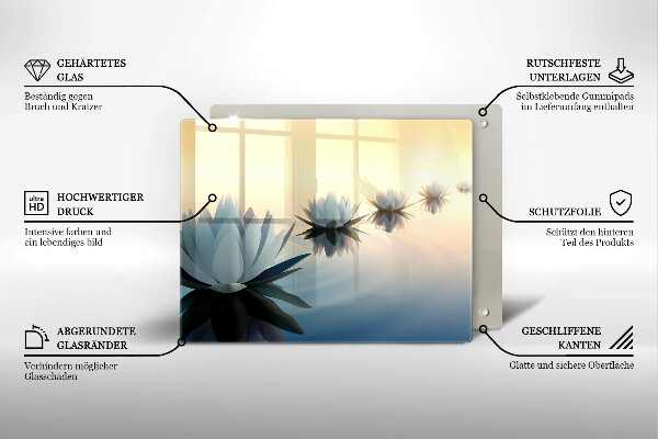 Steklena podloga za rezanje Cvetovi lilije na vodi