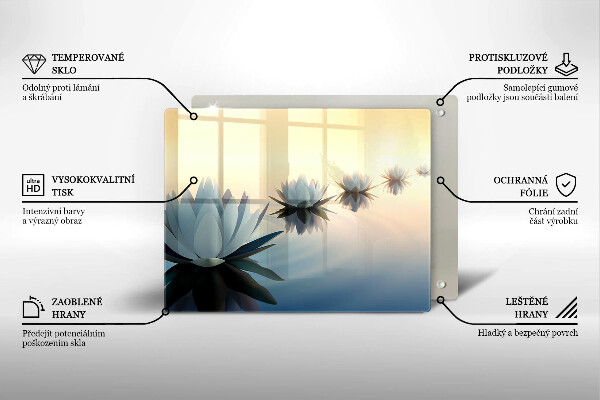 Steklena podloga za rezanje Cvetovi lilije na vodi