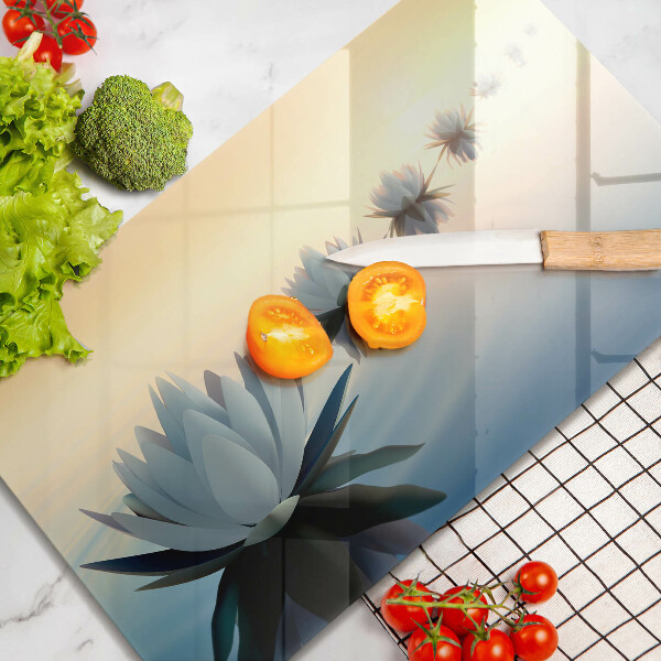 Steklena podloga za rezanje Cvetovi lilije na vodi