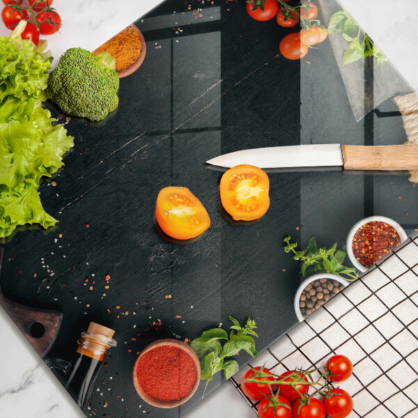 Steklena podloga za rezanje češnjev paradižnik