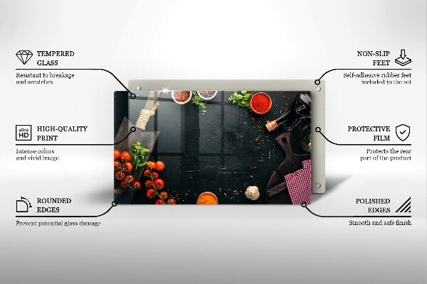 Steklena podloga za rezanje češnjev paradižnik